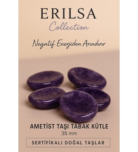 Sertifikalı Ametist Taşı Kase Kütle 35 mm - Doğal Negatif Enerjiden Arındıran Taş (Çok Renkli)