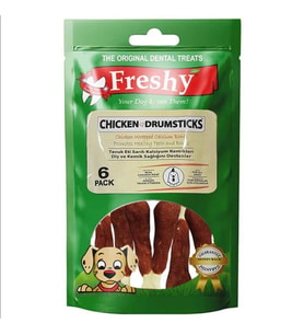 Freshy Chicken Drumstick Tavuk Eti Sarılı Kalsiyum But  Kemik Köpek Ödülü 6 Adet 90 Gr (STD)