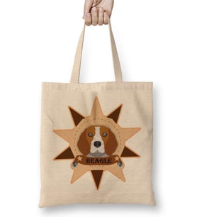 Beagle Pug Köpek Bez Çanta Uzun Saplı
