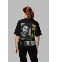 Tasarım The Weeknd Baskılı Unisex Oversize Rapper Tişört (Siyah)