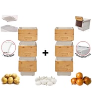 Motek Patateslik Soğanlık Sepeti Oyuncak Kutusu Tekerlekli Organızer Çok Amaçlı Kutu 6X12Lt-Bambu+Krem