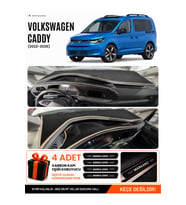 e-biz VOLKSWAGEN CADDY (2022-2026) Uyumlu Torpido Örtüsü, Torpido Kılıfı - Siyah-Bej - VW004