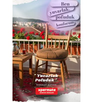 Pofuduk Yuvarlak Sandalye Minderi  Mutfak, Balkon, Bahçe Dekoratif Oturma Minderi  Yumuşak dolgu (Kahverengi)