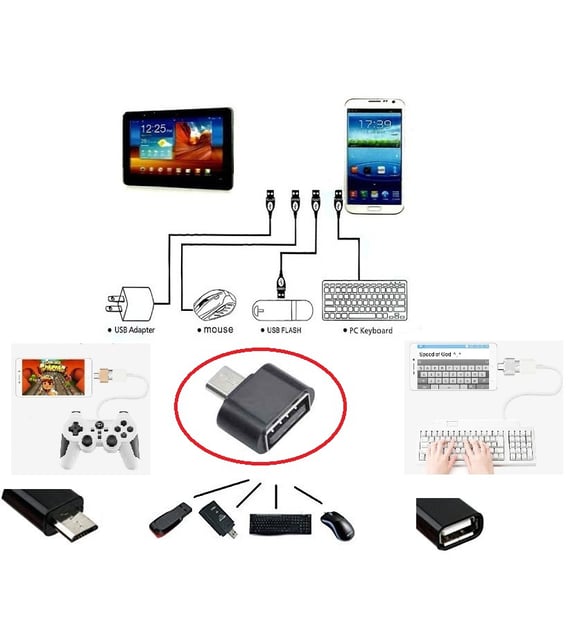 Usb to Micro USB ye Dönüştürücü - Klavye Mouse Joystick Telefona Bağlama