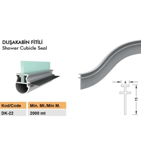 Contacall Duşakabin Cam Fitili Duşa Kabin Plaksi Fitili Dk-22-Şeffaf-10 Metre