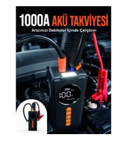 Mey İthalat® Taşınabilir Araç Acil Durum Cihazı 1000A Akü Takviye Hava Kompresörü Dijital Lastik Şiş