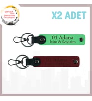 Fıstık Yeşil-Bordo, İsminize Özel 01 Adana’ya Özgü, Hediyelik Şık ve Anlamlı Seçenek 2'li Anahtarlık