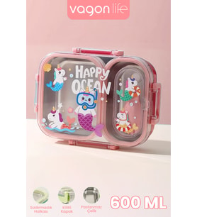 600 ML Sızdırmaz İki Bölme Paslanmaz Çelik Lunch Box Yeni Nesil Sefer Tası Çatallı Kaşık ff7163