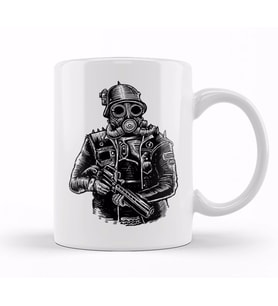 Steampunk Soldier Kupa Bardak Porselen
