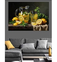 Limonata Sürahisi Ve Taze Limonlar Dekoratif Kanvas - Mdf Ahşap Tablo