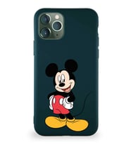 Apple iPhone 11 Pro Soft Premier Kapak Mickey Mouse-E Tasarımlı Silikon Kılıf - Yeşil (Şeffaf)