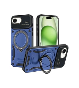 iPhone 16E Kılıf Joy Lens Standlı Kapak - Lacivert