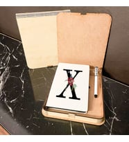 X Harfi Ahşap Kutulu Defter Kalem Set
