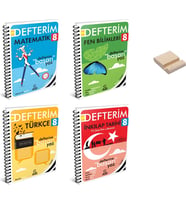 Lgs 8. Sınıf Defterim Matematik Fen Türkçe ve Inkılap 4lü Set + Telefon Standı