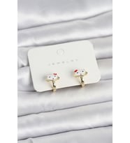 Gold Renk Kedi Model Mineli Çocuk Küpe 5886 - GLST1411-8632