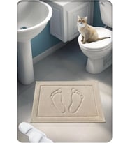 Pamuk Dokuma Su Emici Banyo Paspası Ayak Desen 60x40 Cm (BEJ)