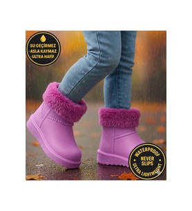 Çocuk Kışlık Kar Yağmur Botu– Su Geçirmez, Peluş Astarlı, EVA W10290-225 Tokio Borreguito Modeli (Mor-Lıla)