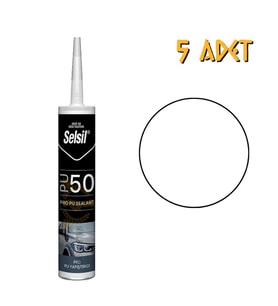 Selsil Poliüretan Mastik Yapıştırıcı PU50 BEYAZ 280 ml. - 5 Adet