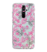 Xiaomi Redmi Note 8 Pro  Kamera Korumalı Kapak Floral Pembe Tasarımlı Şeffaf  Kılıf