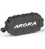 Arora logolu Özel Tasarım Zincir Detaylı Motosiklet Anahtarlığı (Siyah - Beyaz)