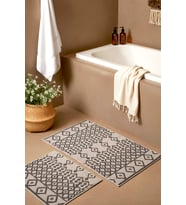 Gri Etnik Desen 2’li Banyo & Klozet Paspas Takımı