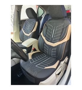 Opel Astra Oto Koltuk Kılıf Üniversal Keten Ve Suni Deri Cepli Oto Koltuk Kılıf (Bej)