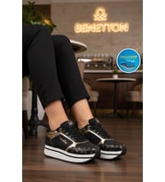 United Colors Of Benetton Beyaz Bağcıklı Cilt Memory Foam Kadın Spor Ayakkabı BNI-12096 G