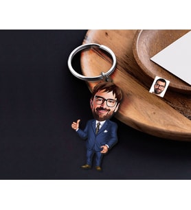 BK Gift Kişiye Özel Baba Karikatürlü Ahşap Anahtarlık-6 Sevgiliye Hediye, Arkadaşa Hediye, Doğum Günü Hediyesi