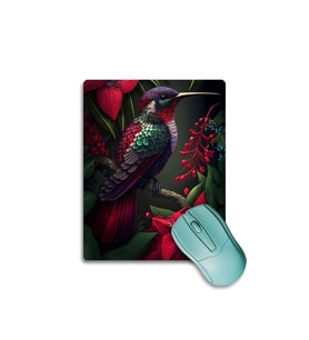SonicTouch Sinek Kuşu Temalı Pembe Zambak Çiçekli Kaymaz Gaming Oyuncu Dikişsiz Mouse Pad 17x21cm