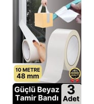 3 Adet Ekstra Güçlü Dayanıklı Su Geçirmez Sızdırmaz Yalıtım İzolasyon Beyaz Tamir Bandı 10 Mt 48 Mm