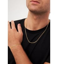18k Altın Kaplama 3mm Gurmet 925 Ayar Gümüş Erkek Zincir Kolye Bileklik Set VES-8525