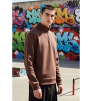 Erkek Dik Yaka Fermuarlı %100 Pamuk Regular Sweatshirt Fonksiyonel Dayanıklı Kaliteli Spor