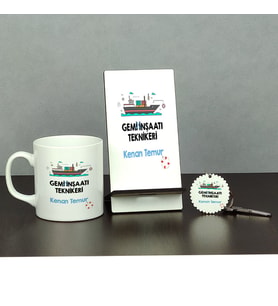 Gemi İnşaatı Teknikeri Üçlü Set (Kupa + Telefon Standı + Anahtarlık)