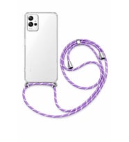 Vivo Y21S Boyun Askılı Şeffaf Silikon Kılıf Lila