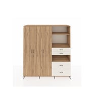 Kronos Dolap 12 Raflı 4 Çekmeceli Tek Askılı 220x59x243 Çam-Çam/Aytaşı