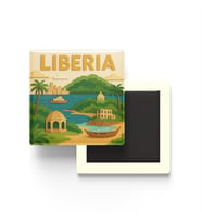 Liberya - Liberia - Paper Cut Art - Baskılı Buzdolap Magneti Kare - 9x9 cm