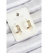 Xuping Zirkon Taşlı Desenli Halka Model Gold Renk Kadın Küpe (Altın)