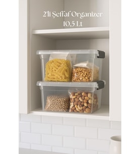 2’li Şeffaf Saklama Kutusu & Düzenleme Kutusu 10,5 Lt