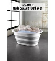 Katlanabilir Silikon Çamaşır Sepeti & Akordiyon Katlanır Sepet 27 Lt (Siyah)
