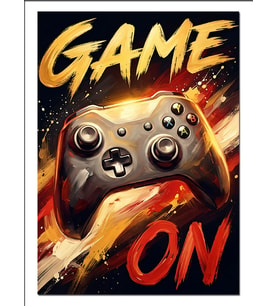 Game On Yazılı Oyuncu Kumandası Dekoratif Kanvas - Mdf Ahşap Tablo