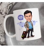 Kişiye Özel Seyahat Sever Erkek Karikatürlü Bardak