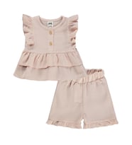 Civil Baby Düğmeli Düz 6-18 Ay Takım - Pudra