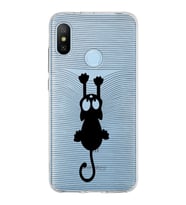Xiaomi Mi A2 Lite Uyumlu Kapak Çizgi Kedi Tasarımlı Şeffaf Silikon Kılıf
