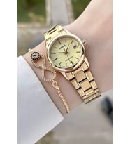 Casio CSISTE145 Gold Renk Takvimli Kadın Kol Saati