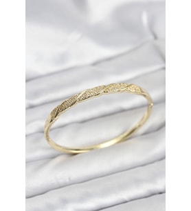 Pirinç Gold Renk Zirkon Taşlı Model Kadın Kelepçe Bileklik 5886 - HPSBYI2421-5621
