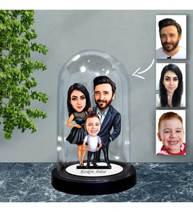 KİŞİYE ÖZEL AİLE TASARIMLI IŞIKLI KARİKATÜR FANUS BİBLO FN75