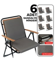 XPERMATE 6'lı Arkalıklı Sandalye Minderi Fermuarlı 40x40 Sırtlıklı Sandalye Minderi Bağcıklı (Antrasit)