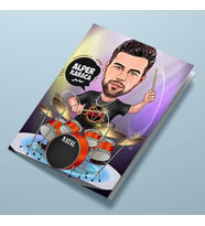 Kişiye Özel Baterist Erkek Karikatürlü Tebrik Kartı
