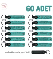 Özel Belediye Etkinliklerine Hediye, 60'lı Set, İsim Yazılabilir Deri Anahtarlık, K Turkuaz & Siyah (Koyu Turkuaz)