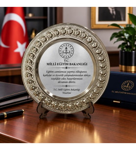 Plaket Metal Tabak Tayin Anı Başarı Ödül Hediyesi Kişiye Özel Baskılı Teşekkür Plaketi Büyük Boy 25 CM